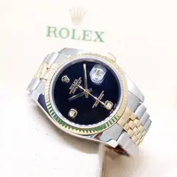 ROLEX 36MM 18K HALF YELLOW GOLD ONYX 6 & 9 DIAMONDS DATEJUST REF: 116233 (D)