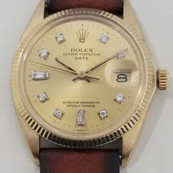 ROLEX OYSTER DATE 1503 34MM 14K GOLD 1970S MENS AUTOMATIC DIAMOND DIAL NA112