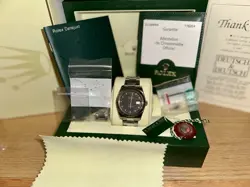 ROLEX 18KT WHITE GOLD & SS DATEJUST TURN-O-GRAPH BLACK DIAL 116264 FULL SET