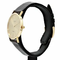 K18YG/LEATHER 32MM YELLOW