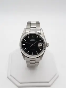 ESTATE $8000 ROLEX OYSTERDATE PRECISION 34MM BLACK DIAL SS MENS WATCH SERVICED
