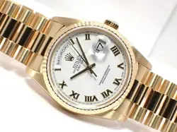 ROLEX DAY DATE 18238 WHITE ROMAN 18KYG L SERIES '90 MENS18238