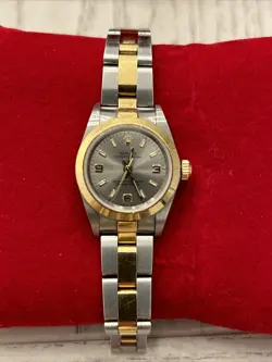 ROLEX OYSTER PERPETUAL LADIES WATCH TWO-TONE 24MM SILVER DIAL