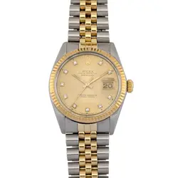 ROLEX 16013G DATEJUST 36 TWO TONE DIAMOND DIAL 36MM 1986 BOX & PAPERS