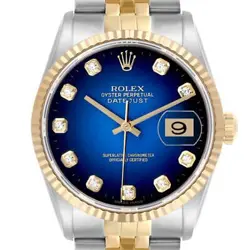 ROLEX DATEJUST VIGNETTE DIAMOND STEEL YELLOW GOLD MENS WATCH 16233 BOX PAPERS