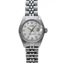 ROLEX DATEJUST 10P DIAMOND 69174G L SERIES (MANUFACTURED AROUND 1990) SILVER...