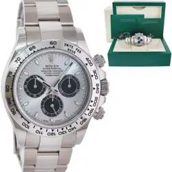 PAPERS MINT ROLEX DAYTONA GHOST PANDA SILVER DIAL CHRONO 116509 WHITE GOLD WATCH