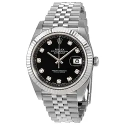 ROLEX DATEJUST BLACK DIAMOND DIAL AUTOMATIC MEN'S JUBILEE WATCH 126334BKDJ