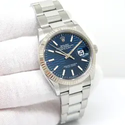 ROLEX 126234 DATEJUST WITH BLUE FLUTED MOTIF DIAL ON OYSTER