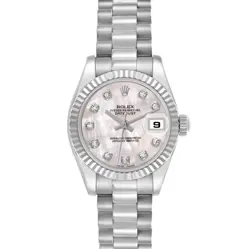 ROLEX PRESIDENT DATEJUST WHITE GOLD MOP DIAMOND LADIES WATCH 179179