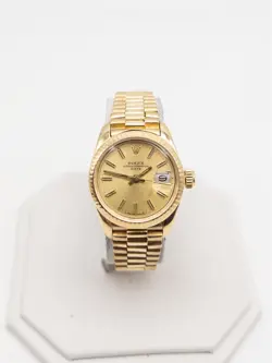 $25,000 ROLEX CHAMPAGNE DATEJUST PRESIDENT 18K YELLOW GOLD LADIES WATCH SERVICED