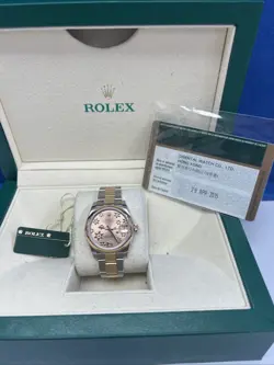 ROLEX DATEJUST 31MM 18K ROSE GOLD & STEEL WATCH PINK FLORAL DIAL 178241 BOX CARD