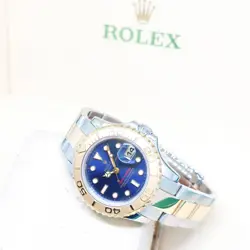 ROLEX 29MM 18K HALF YELLOW GOLD BLUE DIAL LADY YACHTMASTER REF: 69623 (T SERIES)