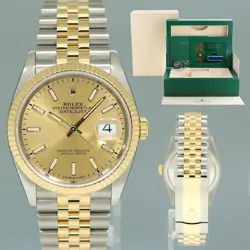 2021 NEW PAPERS ROLEX DATEJUST 36MM CHAMPAGNE TWO TONE GOLD OYSTER 126233 WATCH