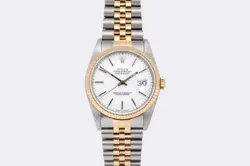 ROLEX DATEJUST 16233 STAINLESS STEEL & 18K YELLOW GOLD 36MM WATCH (1989)