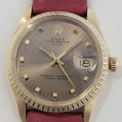 ROLEX OYSTER PERPETUAL DATE 1503 1970S 35MM 14K GOLD MENS AUTO VINTAGE RJC120