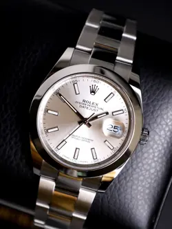 ROLEX DATEJUST 41 SILVER STICK OYSTER 2017 126300 MINT CONDITION FULL SET