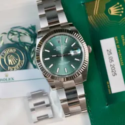 ROLEX DATEJUST 126334 MINT GREEN DIAL FLUTED BEZEL OYSTER BRACELET 41MM 2025