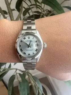 LADIES ROLEX OYSTER PERPETUAL DATEJUST WATCH 26MM ICE BLUE ROMAN NUMERAL DIAL