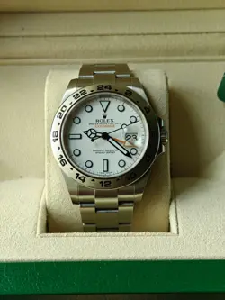 ROLEX EXPLORER II 216570 WHITE W/ ROLEX WARRANTY CARD & BOX UNDATED PAPERS