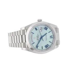 Rolex Day-Date 40 Platinum Ice Blue Dial 40mm Roman Numerals 228206 Full Set
