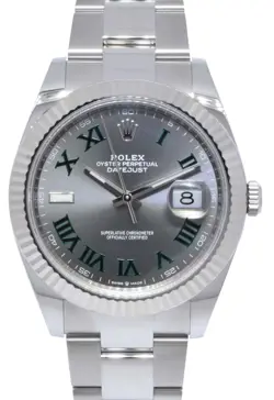 NEW ROLEX DATEJUST 41 STEEL & 18K GOLD BEZEL WIMBLEDON WATCH B/P '25 126334