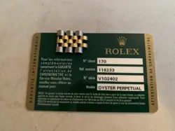 ROLEX OYSTER PERPETUAL WATCH PAPER GENUINE CARD AND WATCH PIECE EXTENSION