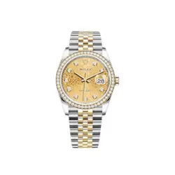 ROLEX DATEJUST 36MM 126283RBR JUBILEE MOTIF CHAMPAGNE DIAMOND-SET JUBILEE