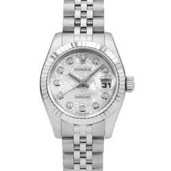 ROLEX DATEJUST 10P DIAMOND 179174G SILVER CARVING COMPUTER Z NUMBER SECOND H...