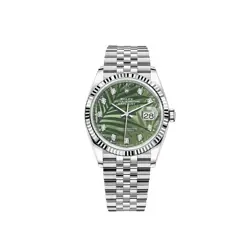ROLEX DATEJUST 36MM 126234 PALM MOTIF OLIVE GREEN DIAMOND-SET JUBILEE
