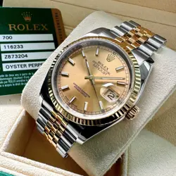 36MM ROLEX DATEJUST 116233 TWO TONE GOLD DIAL - BOX   PAPERS