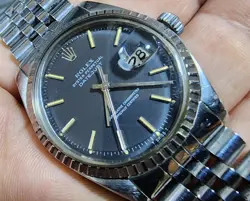 1971 ROLEX DATEJUST 36 WATCH REF 1603 STEEL AUTOMATIC BLACK DIAL