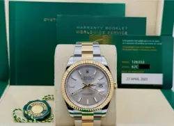 ROLEX DATEJUST 41 126333 SILVER DIAL 18K YELLOW GOLD STAINLESS BOX PAPER 2023