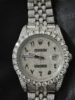 ROLEX DATEJUST SILVER MEN'S MOISSANITE