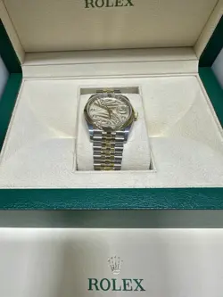 ROLEX DATEJUST GOLDEN PALM MOTIF DIAMOND DIAL DOMED BEZEL 36MM 126203 JUBILEE