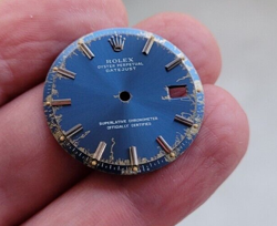 ROLEX 100% GENUINE BLUE SIGMA RARE LIGHTENING MARKS 36M NON Q SET 1601/1603 DIAL