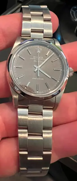 ROLEX 34MM STAINLESS STEEL AIR-KING OYSTER PERPETUAL 14000 SLATE DIAL