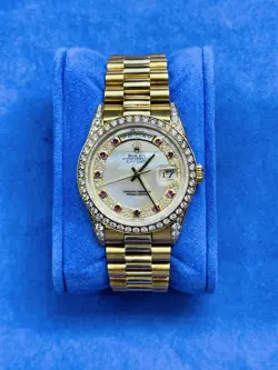 ROLEX DAY-DATE 36 PRESIDENT YELLOW GOLD FACTORY DIAMONDS CROWN COLLECTION 18388