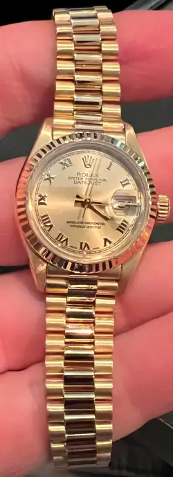 ROLEX 79178 18K GOLD LADIES PRESIDENT GOLD ROMAN DIAL 26MM CIRCA 2002