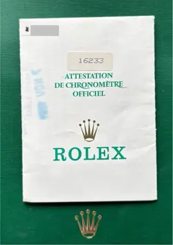 ROLEX 16233 GUARANTEE WARRANTY DATEJUST MEN'S GARANTIE