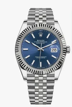 ROLEX DATEJUST 41 18K WHITE GOLD AND STEEL BLUE INDEX DIAL JUBILEE 126334