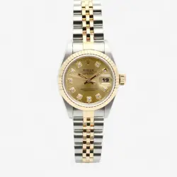 ROLEX DATEJUST 26 WOMEN'S COMBI WATCH 69173 CHAMPAGNE GOLD DIAL AFTERSET
