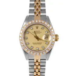 ROLEX DATEJUST 26MM CHAMPAGNE DIAMOND TWO-TONE 18K GOLD STEEL JUBILEE 69173