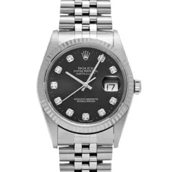 ROLEX DATEJUST 16234G BLACK/DIAMOND WATCH 671066