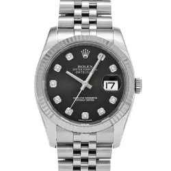 ROLEX DATEJUST 116234G BLACK/DIAMOND WATCH 671413