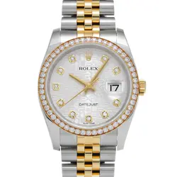 ROLEX DATEJUST 116243G SILVER COMPUTER/DIAMOND WATCH 670646