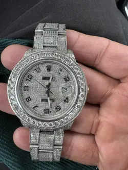 Rolex Datejust 41mm Men's Steel Watch Iced Out 25ct Genuine Diamonds Ref 116300