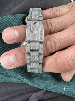 Rolex Datejust 41mm Men's Steel Watch Iced Out 25ct Genuine Diamonds Ref 116300