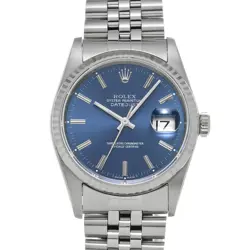 USED ROLEX DATEJUST 16234 BLUE CASE SIZE 36×36MM MEN'S WATCH #671102