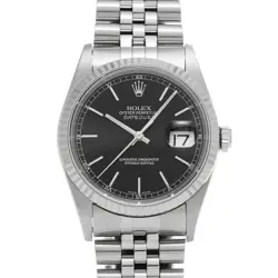 USED ROLEX DATEJUST 16234 BLACK CASE SIZE 35×35MM MEN'S WATCH #651102